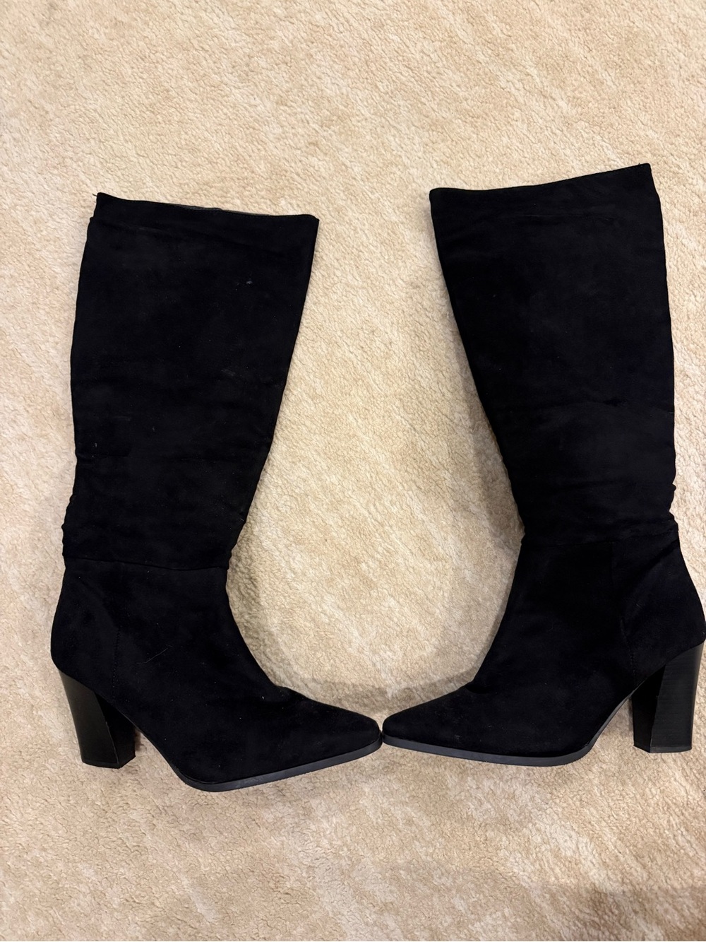 Women's Black Mid-Calf Block Heel Boots